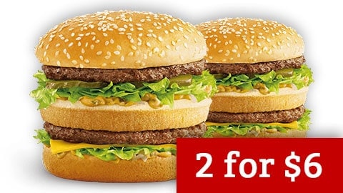 2 X Mcclassic Burgers $6 @ Maccas