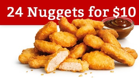 24 Nuggets For $10 Mcdonalds Deal February 2018