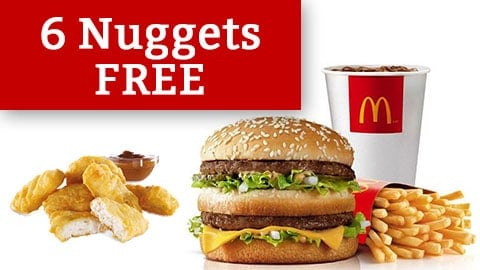 6 Free Nuggets Deal Mcdonald's Australia February 2018