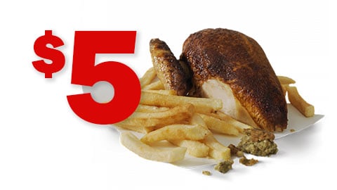 $5 Quater Chicken And Chips Promotion At Red Rooster