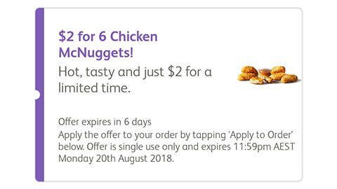 6 Chicken Mcnuggets For $2 @ Maccas Australia Deal