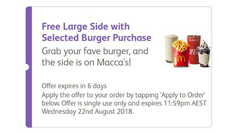 Free Large Side Wtih Burger Purchase @ Mcdonalds Coupon