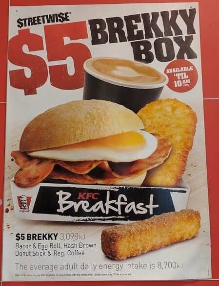Kfc Brekky Box For $5 Available Until 10am