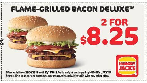 Hungry Jack's 2 X Flamed Grilled Bacon Deluxe For $8.25 Deal