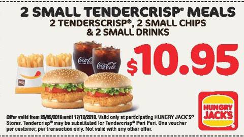 Hungry Jack's 2 X Small Tendercrisp Meals For $10.95 Voucher