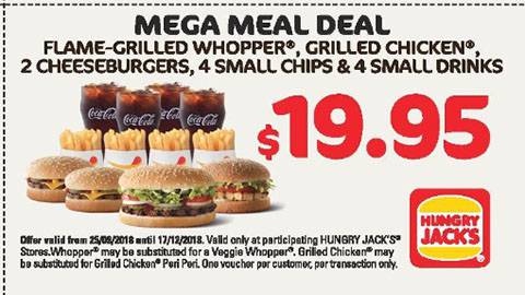 Hungry Jack's Mega Meal Deal Voucher 17 Dec 18