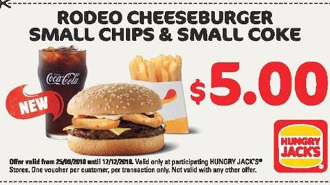 Hungry Jack's Rodeo Cheeseburger Meal Deal For $5.00