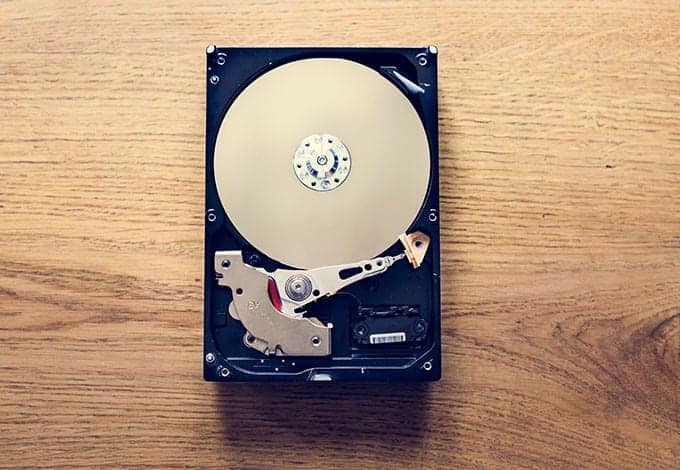 Hard Drive On A Wooden Background