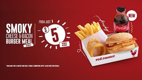 Smoky Cheese & Bacon Burger Meal For $5 At Red Rooster