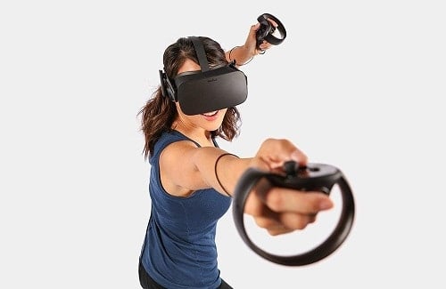 Woman Enjoying The Oculus Rift Gaming Vr Headset