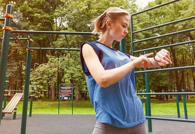 Woman Wearing Fitbit Fitness Tracker