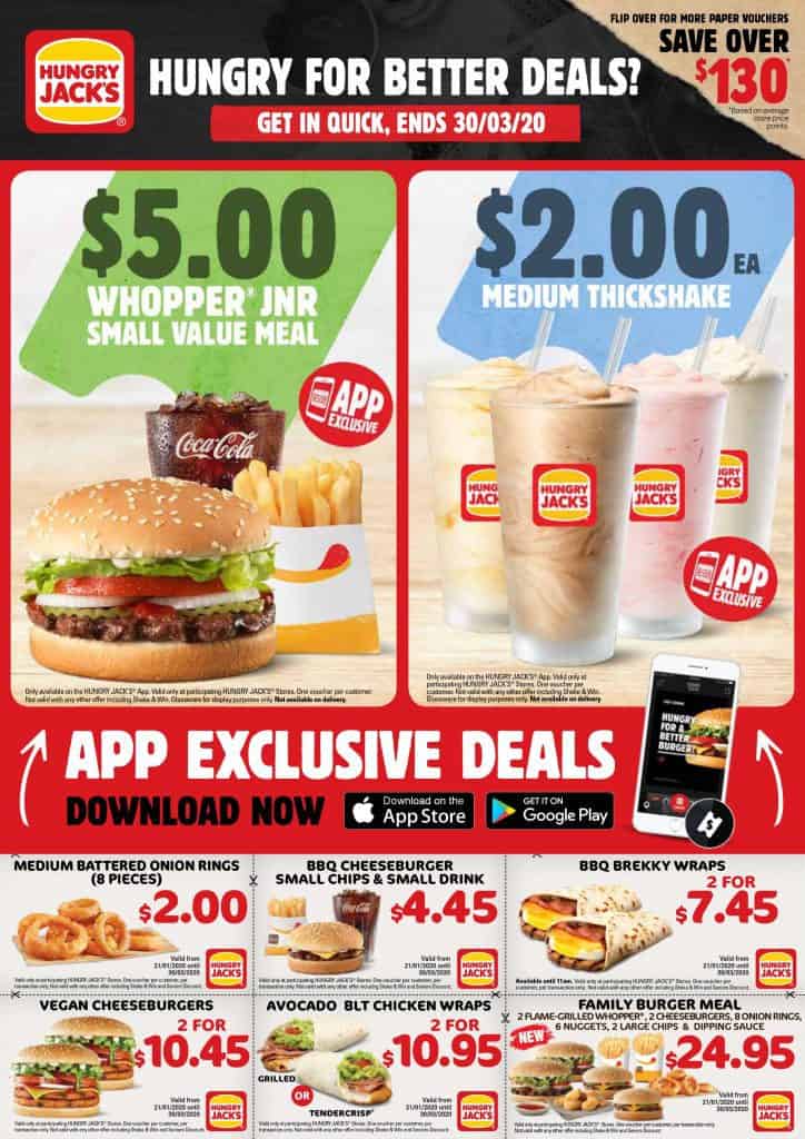 Hungry Jack's March 2020 Vouchers